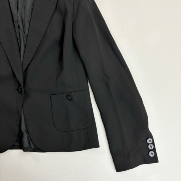 EMANUEL UNGARO Suit Blazer SZ 14 Single Button Wrinkle Free Peplum Back Black - Picture 7 of 11